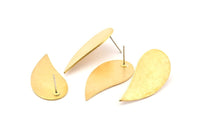 Brass Drop Earring, 6 Raw Brass Drop Stud Earrings (33x16x1mm) D0781 A1166