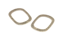 Silver Round Charms, 8 Antique Silver Plated Brass Textured Round Connectors With 4 Holes, Earrings, Findings (36x27x0.50mm) D0678 H0801