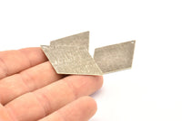 Silver Diamond Charm, 6 Antique Silver Plated Brass Textured Diamond Stamping Blanks With 1 Hole, Earrings (44x29x0,40mm) D912 H0797
