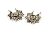 Gümüş Etnik Charm, Antik Gümüş Kaplama Pirinç Etnik Charmlar, 2 Halka, Küpeler, Bulgular, Kolye Uçları (31x28 mm) N0836 H0794