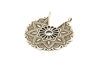 Silver Ethnic Charm, 2 Antique Silver Brass Ethnic Charms With 2 Loops, Earrings, Findings, Pendants (33x30mm) N0834 H0793