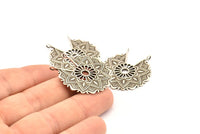 Silver Ethnic Charm, 2 Antique Silver Brass Ethnic Charms With 2 Loops, Earrings, Findings, Pendants (33x30mm) N0834 H0793