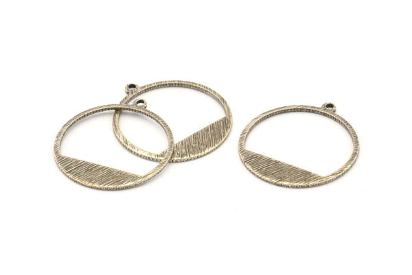 Gümüş Yuvarlak Charm, 1 Döngülü 12 Antik Gümüş Kaplama Pirinç Dokulu Yuvarlak Charm, Küpeler, Bulgular (22x21x0,70mm) D0772 H0807