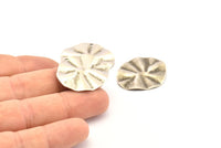 Silver Wavy Disc, 6 Antique Silver Plated  Brass Wavy Disc Charms With 1 Hole, Earrings, Findings (29x25x0.60mm) D0834 H0806