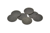 Black Round Tag, 6 Oxidized Black Brass Round Textured Stamping Blanks With 1 Hole (20x0.80mm) D0641 S945