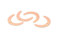 Rose Gold Moon Charm, 6 Rose Gold Plated Brass Textured Crescent Moon Charms With 2 Holes, Connectors (28x19x0.60mm) D920