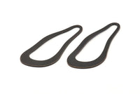 Black Irregular Charm, 4 Oxidized Black Brass Irregular Charms Without Hole, Findings (51x21x1mm) D0679 S980