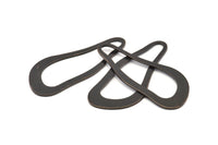 Black Irregular Charm, 4 Oxidized Black Brass Irregular Charms Without Hole, Findings (51x21x1mm) D0679 S980