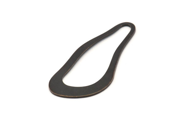 Black Irregular Charm, 4 Oxidized Black Brass Irregular Charms Without Hole, Findings (51x21x1mm) D0679 S980