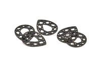 Black Drop Charm, 12 Oxidized Black Brass Drop Shaped Charms With 1 Hole, Pendants, Earrings, Findings (24x19x0.80mm) D851 S984