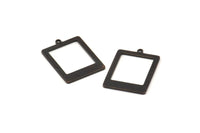 Siyah Dikdörtgen Charm, 1 Döngülü 12 Oksitlenmiş Siyah Pirinç Dikdörtgen Charm, Küpeler, Bulgular (20x14x0,80 mm) D877 S983