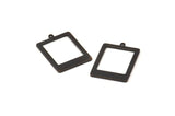 Siyah Dikdörtgen Charm, 1 Döngülü 12 Oksitlenmiş Siyah Pirinç Dikdörtgen Charm, Küpeler, Bulgular (20x14x0,80 mm) D877 S983