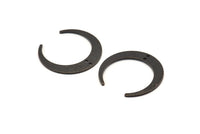 Black Moon Charm, 8 Oxidized Black Brass Textured Crescent Moon Charms With 2 Holes, Connectors (27x25x1mm) D0761 S994