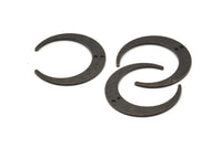 Black Moon Charm, 8 Oxidized Black Brass Textured Crescent Moon Charms With 2 Holes, Connectors (27x25x1mm) D0761 S994