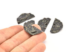Semi Circle Charm, 10 Oxidized Black Brass Wavy Half Moon Charms With 1 Hole, Earrings, Findings (29x15x0.60mm) D844 S992
