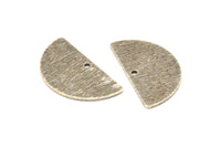 Semi Circle Charm, 8 Antique Silver Plated Brass Textured Half Moon Blanks With 1 Hole, Earrings, Pendants (24x13x0.80mm) D906 H0828