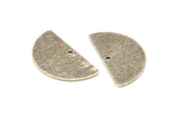 Semi Circle Charm, 8 Antique Silver Plated Brass Textured Half Moon Blanks With 1 Hole, Earrings, Pendants (24x13x0.80mm) D906 H0828