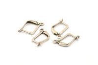 Plain Leverback Earring, 50 Antique Silver Plated Brass Plain Leverback Earring Findings (13x10mm) Brsl 90 A0961 H0829