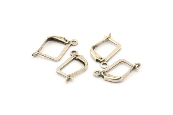 Plain Leverback Earring, 50 Antique Silver Plated Brass Plain Leverback Earring Findings (13x10mm) Brsl 90 A0961 H0829