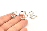 Plain Leverback Earring, 50 Antique Silver Plated Brass Plain Leverback Earring Findings (13x10mm) Brsl 90 A0961 H0829