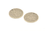 Silver Round Tag, 4 Antique Silver Plated Brass Textured Round Stamping Blanks With 1 Hole, Charms, Pendants, Findings (21x1mm) D0763