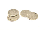 Silver Round Tag, 4 Antique Silver Plated Brass Textured Round Stamping Blanks With 1 Hole, Charms, Pendants, Findings (21x1mm) D0763