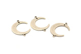 Silver Moon Charm, 12 Antique Silver Plated Crescent Moon Charms With 2 Loops and 1 Hole, Connectors (22x17x1mm) D0765 H0811