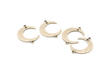 Silver Moon Charm, 12 Antique Silver Plated Crescent Moon Charms With 2 Loops and 1 Hole, Connectors (22x17x1mm) D0765 H0811
