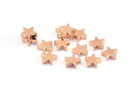 Rose Gold Star Bead, 12 Rose Gold Plated Brass Star Spacer Beads, Spacer Charms, Star Charms (8x2.6mm) D0126