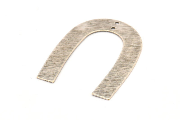 Silver Geometric Charm, 8 Antique Silver Plated Brass Textured U Shaped Pendants With 2 Holes, Charms, Findings (35x27x0.50mm) D0751 H0842