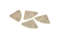 Gümüş Geometrik Charm, 2 Delikli 10 Antik Gümüş Kaplamalı Pirinç Dokulu Fan Bağlantısı, Küpeler, Bulgular (18x26x0,60mm) D903 H0843