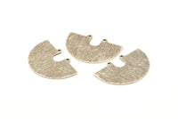 Semi Circle Charm, 4 Antique Silver Plated Brass Textured Semi Circle Charm Pendants With 2 Holes (33x22x0.80mm) D0739 H0848