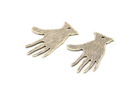 Silver Hand Charms, 10 Antique Silver Plated Brass Textured Hand Charms With 1 Hole (25x17x0.80mm) D0655 H0847