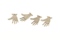 Silver Hand Charms, 10 Antique Silver Plated Brass Textured Hand Charms With 1 Hole (25x17x0.80mm) D0655 H0847