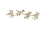 Silver Hand Charms, 10 Antique Silver Plated Brass Textured Hand Charms With 1 Hole (25x17x0.80mm) D0655 H0847