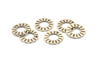 Silver Ring Charm, 8Antique Silver Plated Brass Wavy Round Connectors With 2 Holes, Findings (18x1mm) D892 H0856