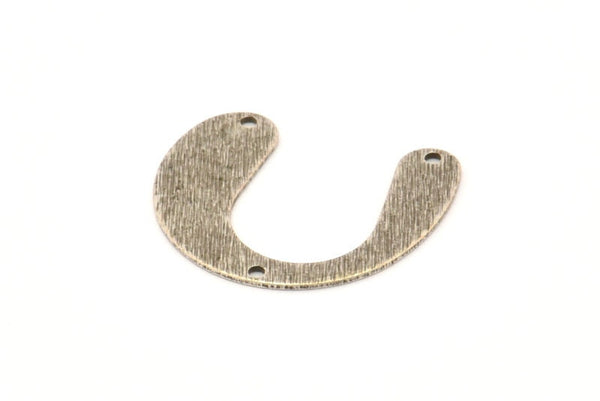 Silver Geometric Charm, 12 Antique Silver Plated Brass Textured U Shaped Pendants With 3 Holes, Charms, Findings (20x24x0.60mm) D908 H0862