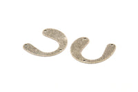 Silver Geometric Charm, 12 Antique Silver Plated Brass Textured U Shaped Pendants With 3 Holes, Charms, Findings (20x24x0.60mm) D908 H0862