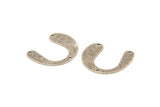 Silver Geometric Charm, 12 Antique Silver Plated Brass Textured U Shaped Pendants With 3 Holes, Charms, Findings (20x24x0.60mm) D908 H0862