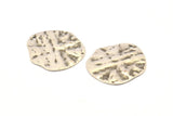 Silver Disc Charms, 10 Hammered Antique Silver Plated Disc Charms With 1 Hole, Earrings, Pendants, Findings (21x20x0.60mm) D0677 H0871