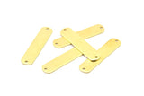 Rectangle Brass Blanks, 24 Raw Brass Rectangle Stamping Blanks, Pendants With 2 Holes (35x8x0.80mm) A1113
