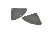 Black Geometric Charm, 6 Oxidized Black Brass Fan Connectors With 2 Holes, Earrings, Findings (18x26x0.60mm) D904 S957