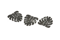 Black Monstera Charm, 12 Oxidized Black Brass Monstera Leaf Charms With 1 Loop, Pendants, Earrings, Findings (21x22x0.5mm) D0706 S958