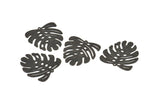Black Monstera Charm, 12 Oxidized Black Brass Monstera Leaf Charms With 1 Loop, Pendants, Earrings, Findings (21x22x0.5mm) D0706 S958