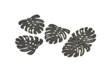 Black Monstera Charm, 12 Oxidized Black Brass Monstera Leaf Charms With 1 Loop, Pendants, Earrings, Findings (21x22x0.5mm) D0706 S958