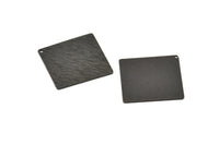 Black Square Charm, 4 Oxidized Black Brass Textured Square Stamping Blanks With 1 Hole, Pendants, Earrings (25x0.80mm) D0796 S962