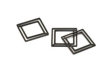 Black Square Charm, 12 Oxidized Black Brass Square Connectors With 1 Hole (21x0.80mm) D874 S961