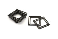 Black Square Charm, 12 Oxidized Black Brass Square Connectors With 1 Hole (21x0.80mm) D874 S961