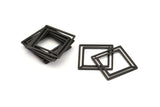 Black Square Charm, 12 Oxidized Black Brass Square Connectors With 1 Hole (21x0.80mm) D874 S961