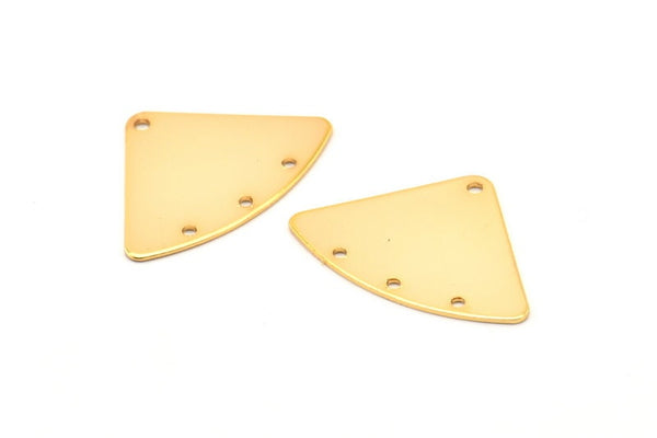Gold Geometric Charm, 4 Gold Plated Brass Fan Connectors With 4 Holes, Earrings, Findings (18x26x0.60mm) D902 Q0777
